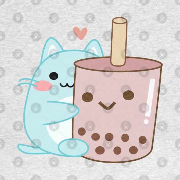 Cute Cat drinking bubble milk tea by wienterd